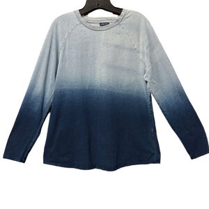 Pure Jill 100% Cotton Blue Ombre Dip-Dye Long Sleeve Top